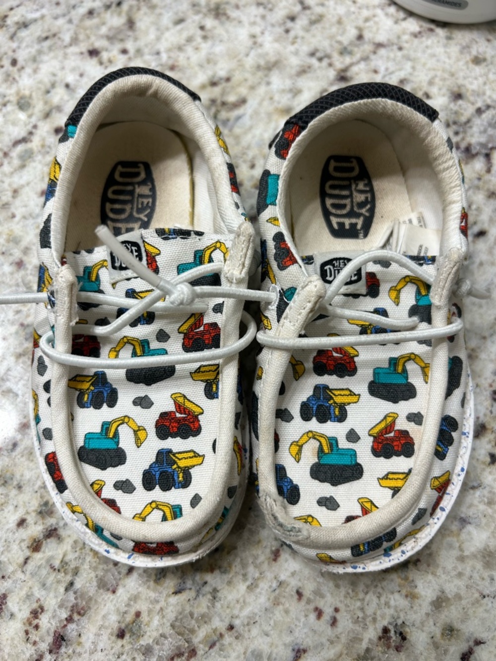Hey Dude Kids White Construction Print Canvas Shoes